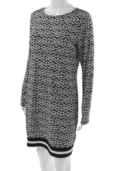 Michael Michael Kors Women Shift Dress Black Long Sleeve Round Neck Size M