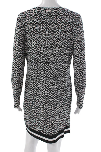 Michael Michael Kors Women Shift Dress Black Long Sleeve Round Neck Size M