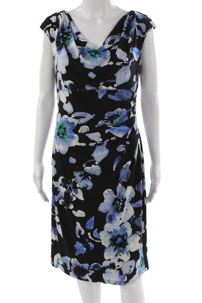 Lauren Ralph Lauren Women Sheath Floral Cowl Neck Dress Multicolor Size 10