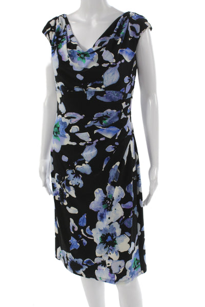 Lauren Ralph Lauren Women Sheath Floral Cowl Neck Dress Multicolor Size 10