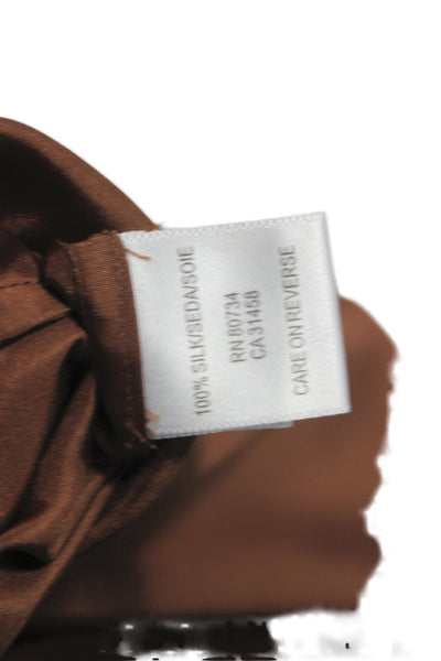 BCBGMAXAZRIA Womens A-Line Silk VNeck Sleeveless Brown Knee Length Dress Size 2