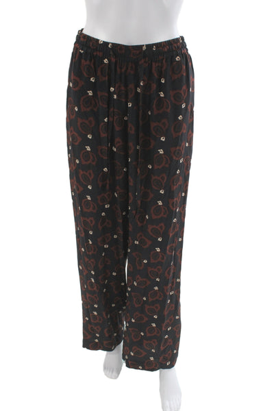 Matteau Womens Wide Leg Silk Floral Bohemian Pants Pull On Size 2
