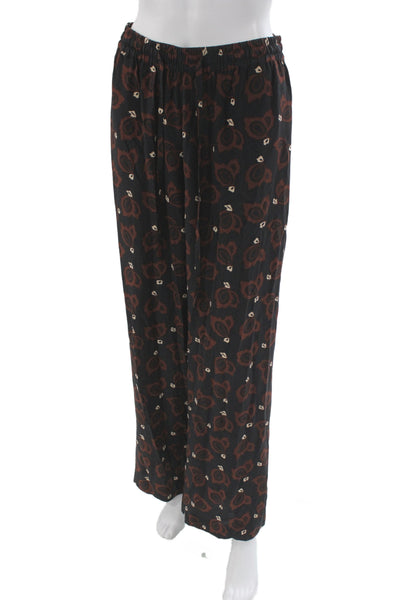 Matteau Womens Wide Leg Silk Floral Bohemian Pants Pull On Size 2