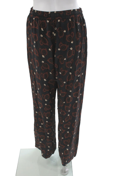 Matteau Womens Wide Leg Silk Floral Bohemian Pants Pull On Size 2