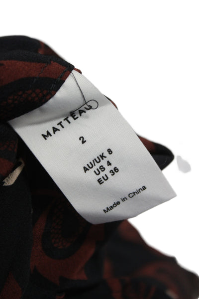 Matteau Womens Wide Leg Silk Floral Bohemian Pants Pull On Size 2