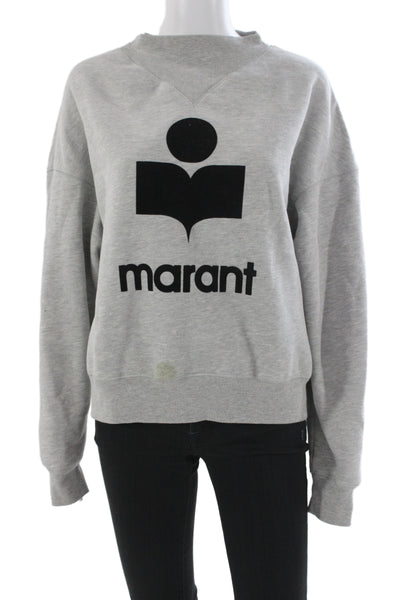 Isabel Marant Women Pullover Sweatshirt Gray Mock Neck Cotton Blend Size 38