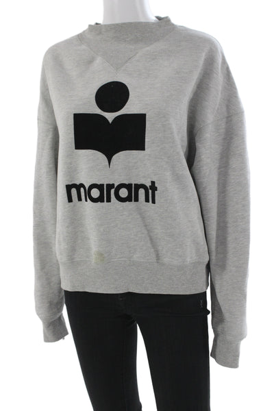 Isabel Marant Women Pullover Sweatshirt Gray Mock Neck Cotton Blend Size 38