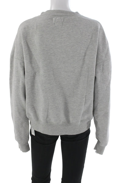 Isabel Marant Women Pullover Sweatshirt Gray Mock Neck Cotton Blend Size 38