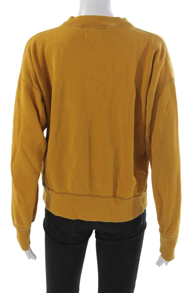 Isabel Marant Etoile Womens Pullover Yellow Mock Neck Long Sleeve Logo Size 38