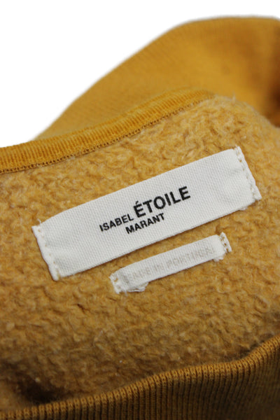 Isabel Marant Etoile Womens Pullover Yellow Mock Neck Long Sleeve Logo Size 38