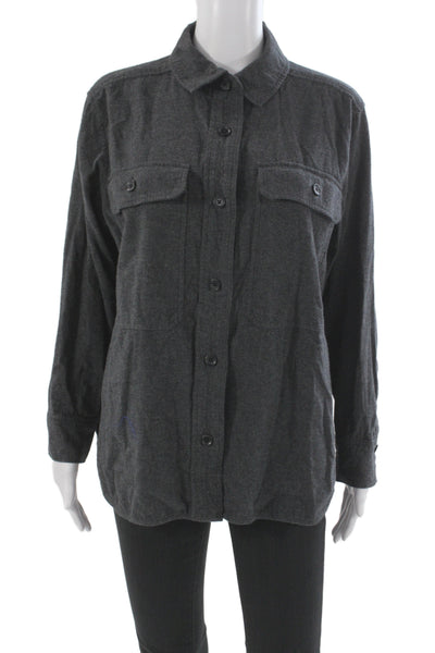 Everlane Women Long Sleeve Collared Button Up Gray Organic Cotton Size M