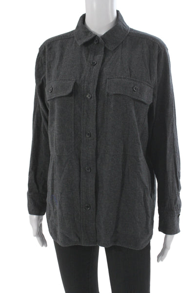 Everlane Women Long Sleeve Collared Button Up Gray Organic Cotton Size M