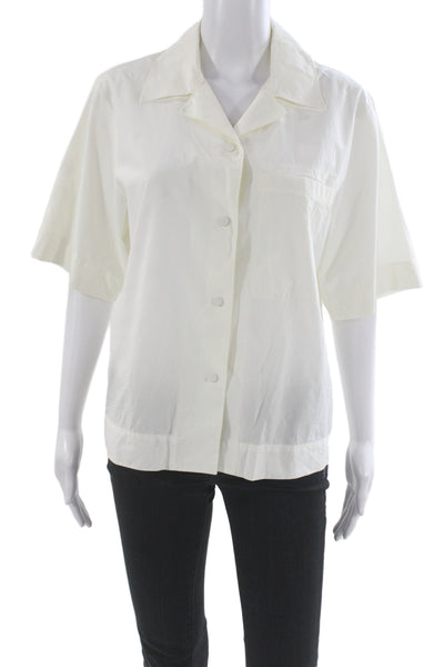 COS Womens Basic Cotton Collared Short Sleeve Button-Up White Size S