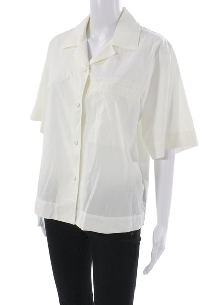 COS Womens Basic Cotton Collared Short Sleeve Button-Up White Size S