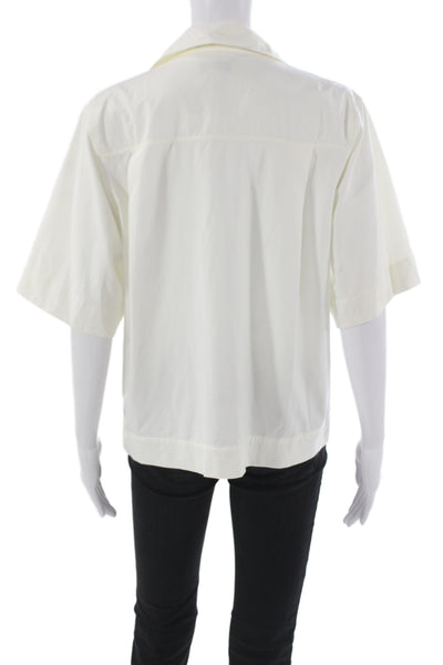 COS Womens Basic Cotton Collared Short Sleeve Button-Up White Size S