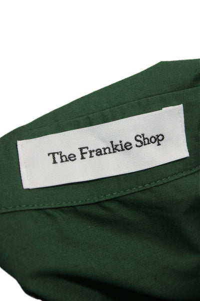The Frankie Shop Womens Collared Cotton Button-Up Top Long Sleeve Green Size M