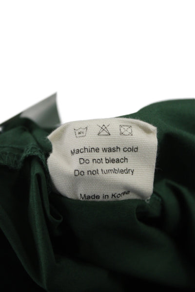 The Frankie Shop Womens Collared Cotton Button-Up Top Long Sleeve Green Size M
