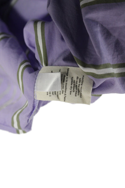 Donni Womens Purple Striped Cotton Collared Button-Up Long Sleeve Top Size M