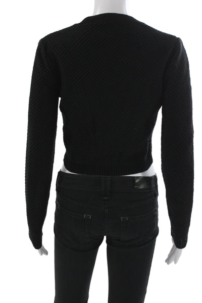 Nanushka Women Black Cotton Square Neck Long Sleeve Cardigan Size S