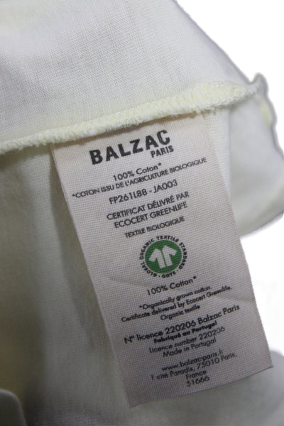 Balzac Womens Yellow 100% Organic Cotton Crew Neck T-Shirt Short Sleeve Size S