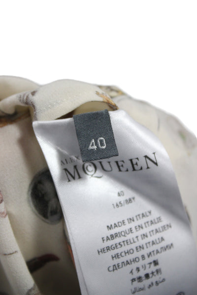 Alexander McQueen Womens Silk Butterfly V-Neck Blouse Size 40