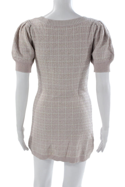 Love Shack Fancy Womens Pink Checked Henley Sweater Dress Pullover Mini Size XS