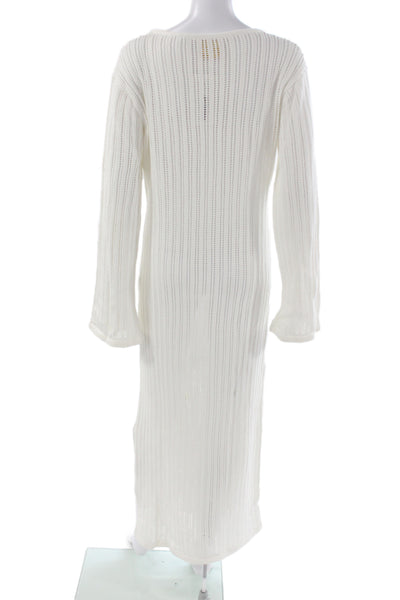 CinCin Women Maxi V-Neck White Long Sleeve Dress Butterfly Size XL