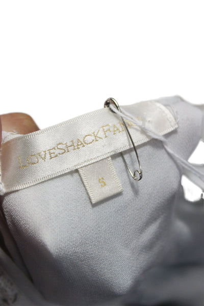Love Shack Fancy Womens Blue Mini Dress Viscose Round Neck Short Sleeve Size S