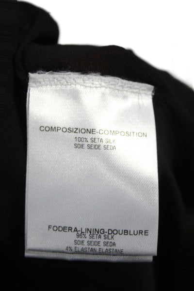 Gucci Women A-Line Dress Black Silk 3/4 Sleeve Round Neck Knee Length Size 38