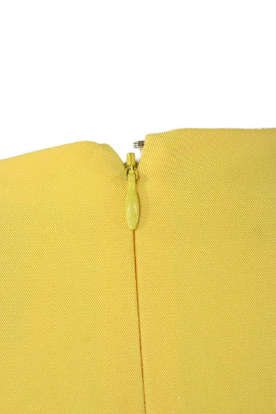 Buru Women A-Line Dress Yellow V-Neck Long Sleeve Knee Length Size S