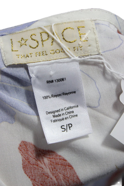 L Space Women Floral Maxi Rayon V Neck Tie Mid Calf Dress Multicolor Size S