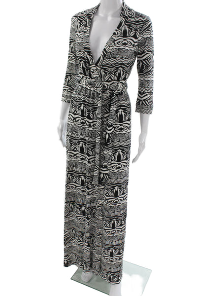 Diane Von Furstenberg Womens Wrap Dress Black Silk V-Neck Long Size 0