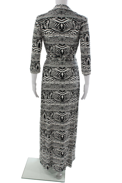 Diane Von Furstenberg Womens Wrap Dress Black Silk V-Neck Long Size 0