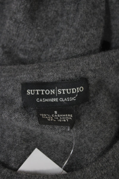 Sutton Studio Women Cashmere Gray Pullover Crew Neck Long Sleeve Size S