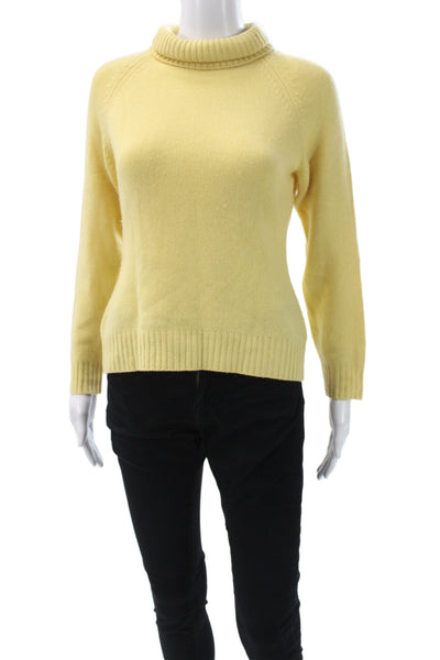 Lulu Bravo Women Cashmere Turtleneck Pullover Sweater Yellow Long Sleeve Size S