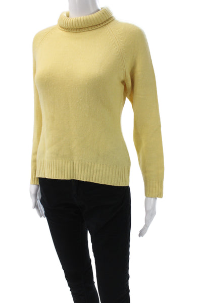 Lulu Bravo Women Cashmere Turtleneck Pullover Sweater Yellow Long Sleeve Size S