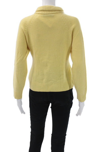 Lulu Bravo Women Cashmere Turtleneck Pullover Sweater Yellow Long Sleeve Size S