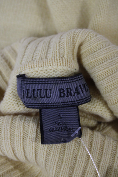 Lulu Bravo Women Cashmere Turtleneck Pullover Sweater Yellow Long Sleeve Size S