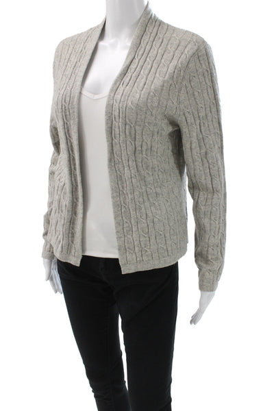 Lulu Bravo Womens Cashmere V-Neck Cardigan Gray Long Sleeve Size M
