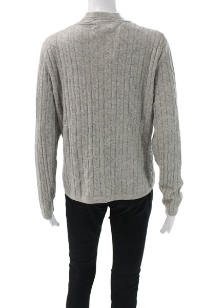 Lulu Bravo Womens Cashmere V-Neck Cardigan Gray Long Sleeve Size M
