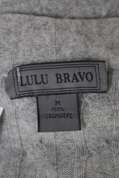 Lulu Bravo Womens Cashmere V-Neck Cardigan Gray Long Sleeve Size M