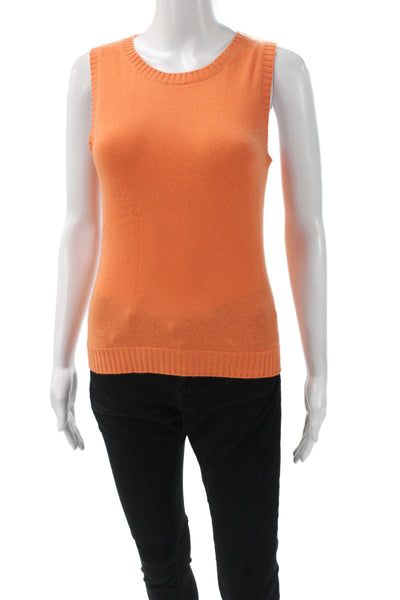 Fifty Nine Collection Women Cashmere Tank Sleeveless Crew Neck Orange Size S