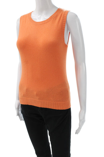 Fifty Nine Collection Women Cashmere Tank Sleeveless Crew Neck Orange Size S