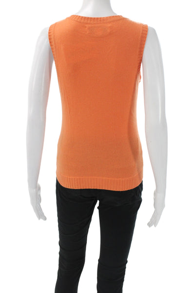 Fifty Nine Collection Women Cashmere Tank Sleeveless Crew Neck Orange Size S