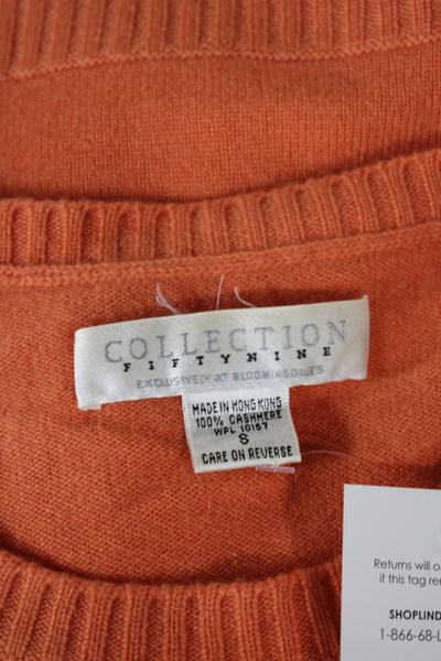 Fifty Nine Collection Women Cashmere Tank Sleeveless Crew Neck Orange Size S