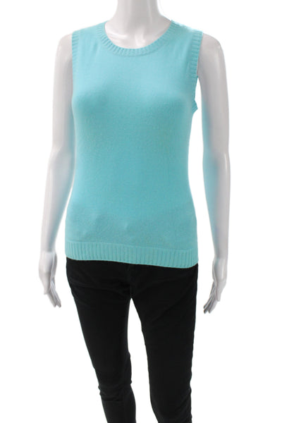Fifty Nine Collection Women Blue Cashmere Pullover Sleeveless Crew Neck Size S