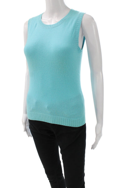 Fifty Nine Collection Women Blue Cashmere Pullover Sleeveless Crew Neck Size S