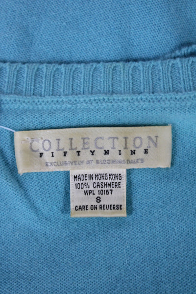 Fifty Nine Collection Women Blue Cashmere Pullover Sleeveless Crew Neck Size S