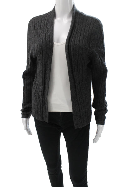 Lulu Bravo Womens Cashmere Gray V-Neck Cardigan Long Sleeve Size S