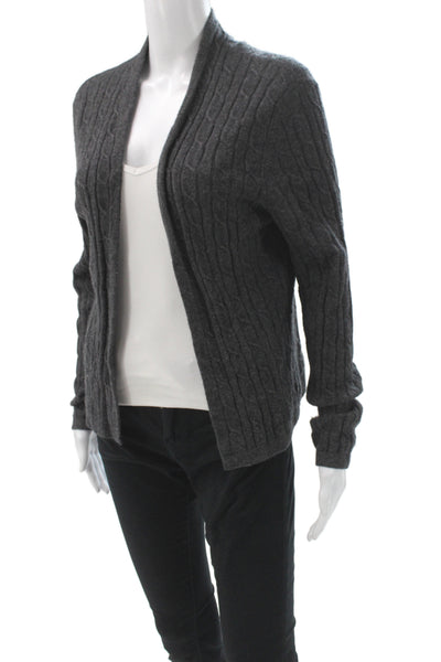 Lulu Bravo Womens Cashmere Gray V-Neck Cardigan Long Sleeve Size S